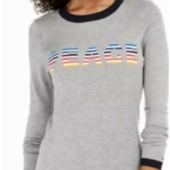 Tommy Hilfiger Women XL Gray Rainbow Peace Sweater - Picture 2 of 3